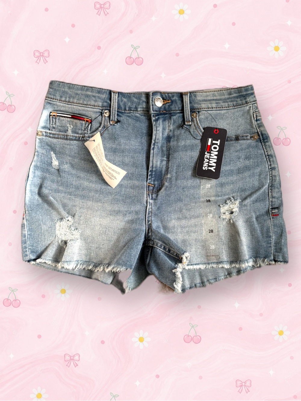 Tommy Hilfiger Light Blue Distressed Denim Shorts